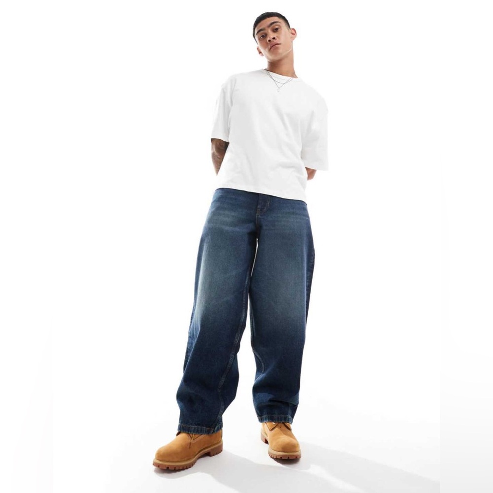 ASOS DESIGN super baggy jeans in dark wash blue